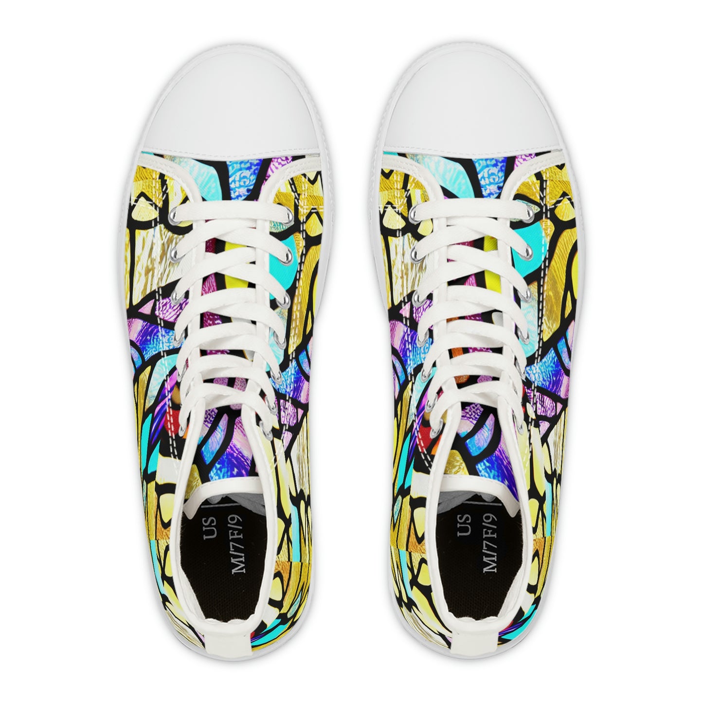 Mosaic Yellow Women's High Top Sneakers