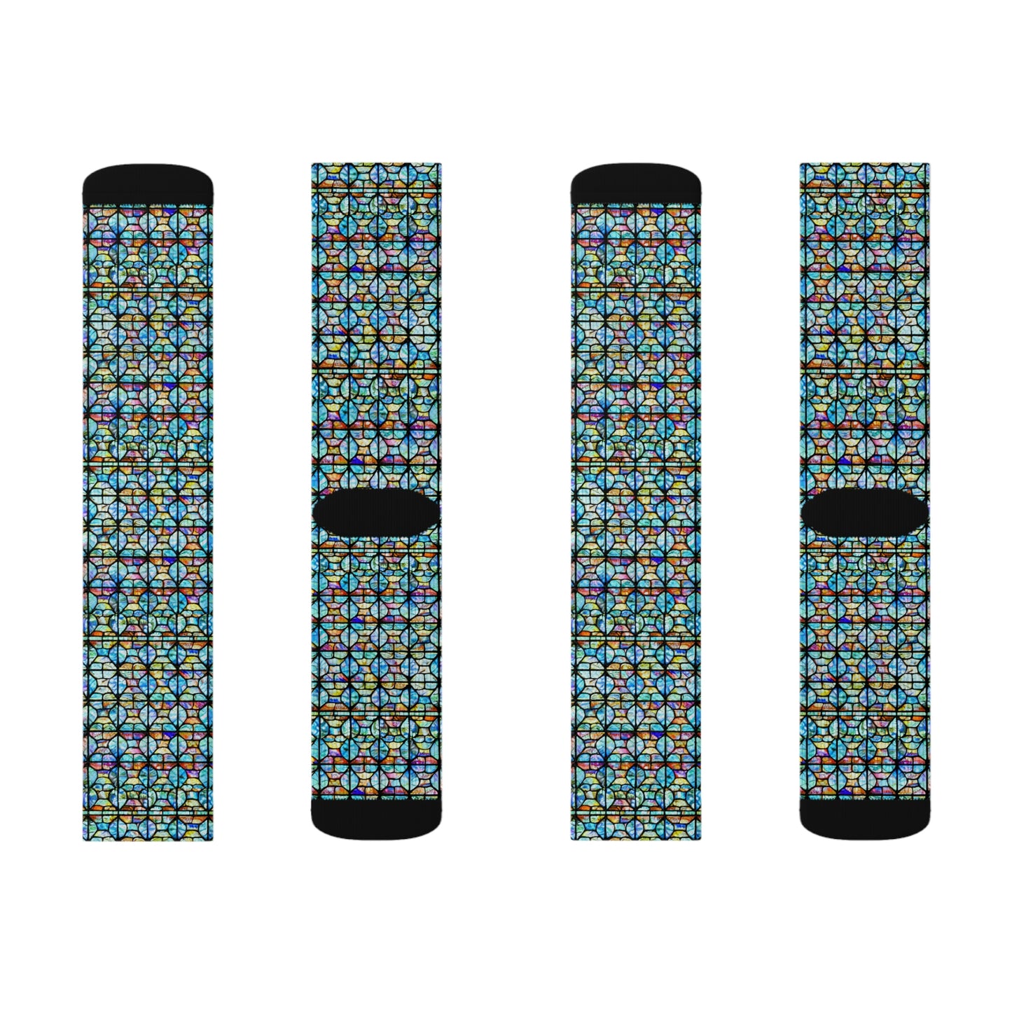 Mosaic Light Blue Sublimation Socks