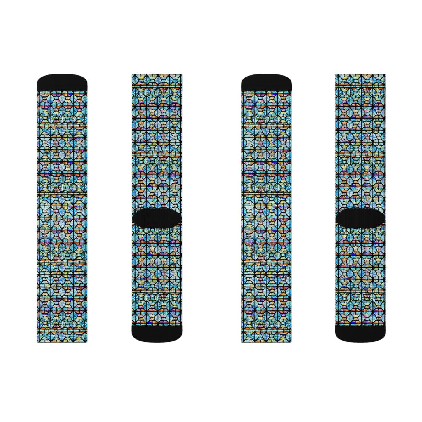 Mosaic Light Blue Sublimation Socks