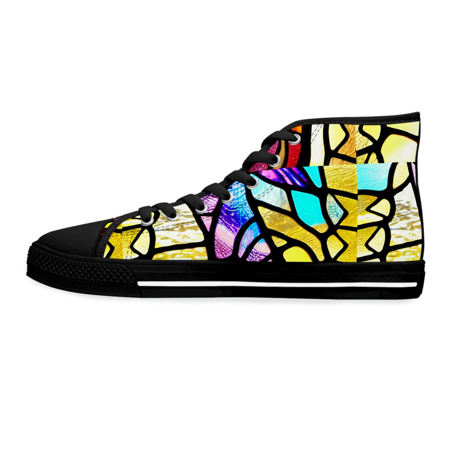 Mosaic Yellow Women's High Top Sneakers