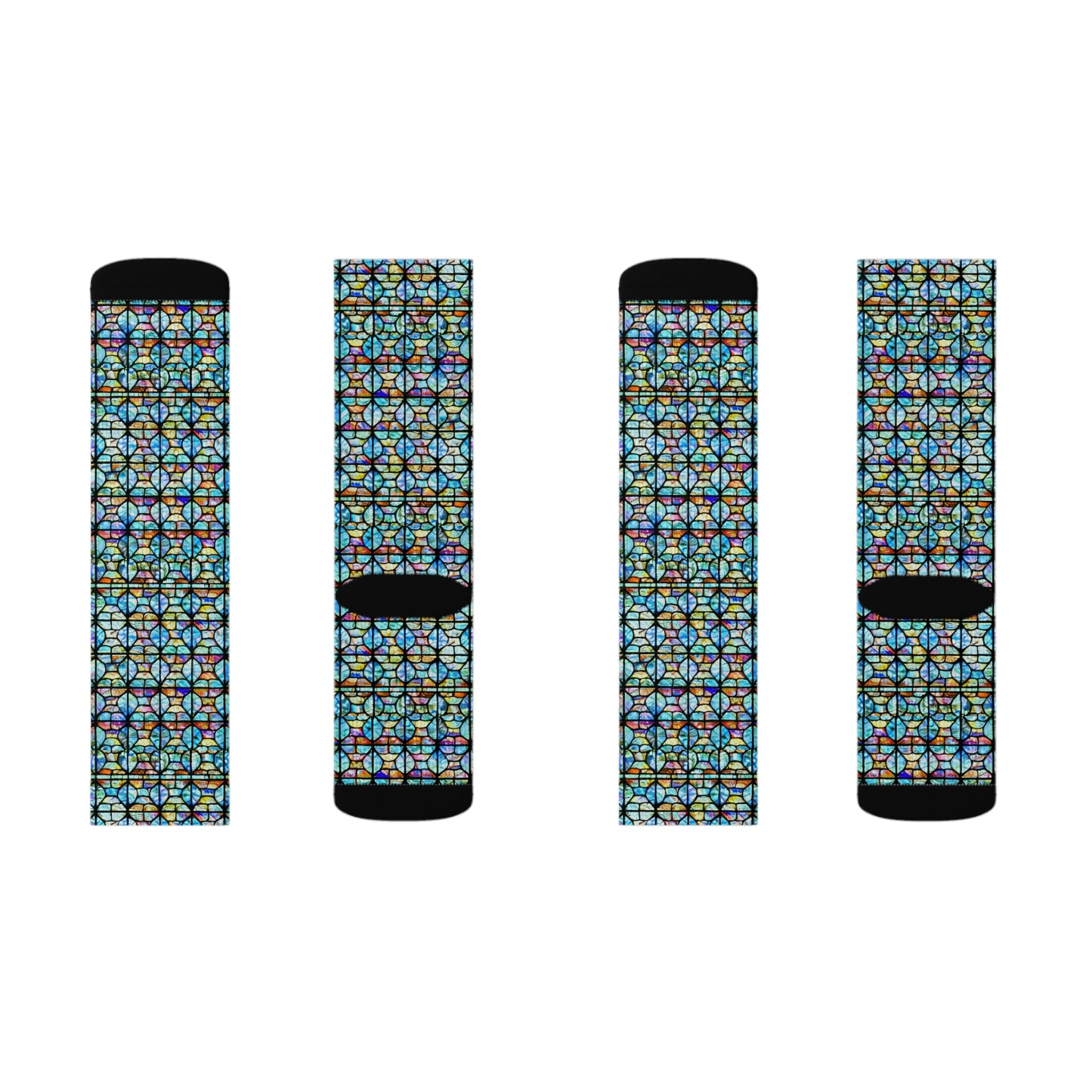 Mosaic Light Blue Sublimation Socks