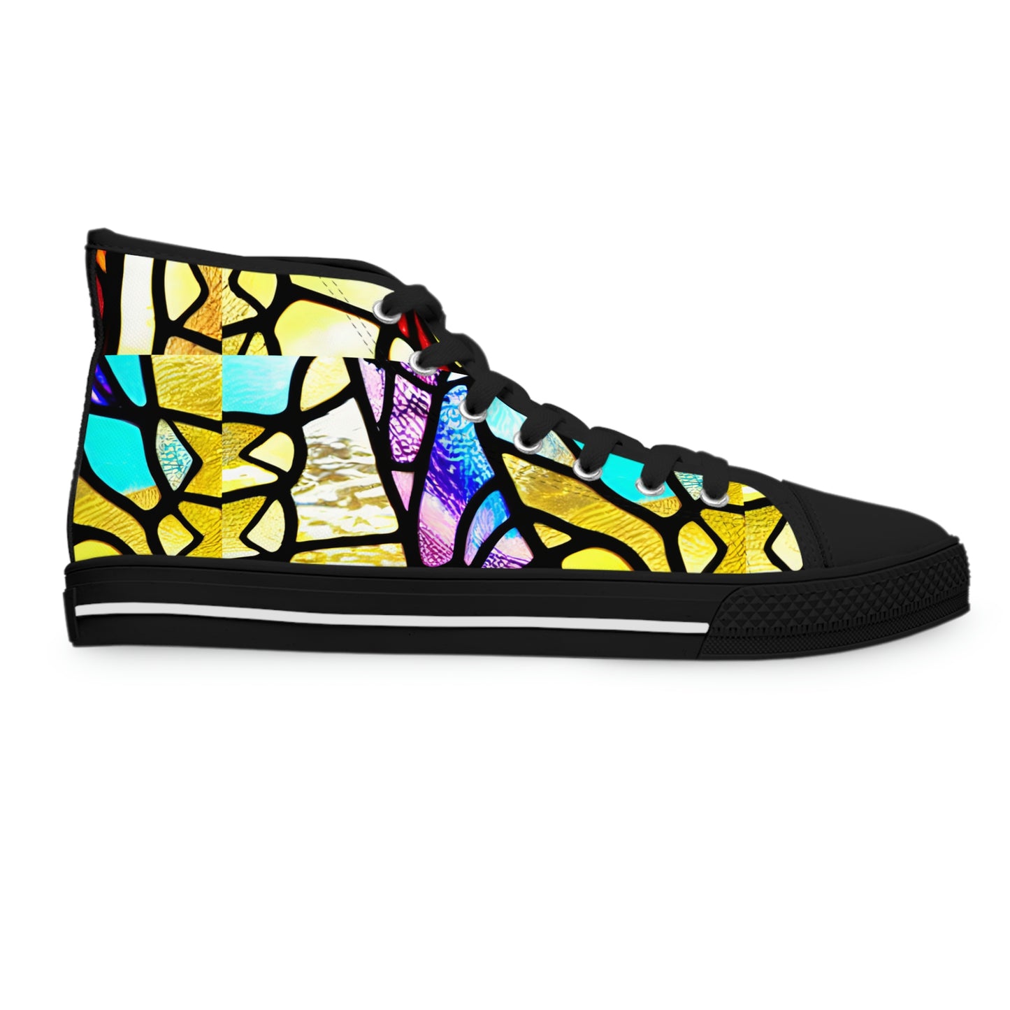 Mosaic Yellow Women's High Top Sneakers