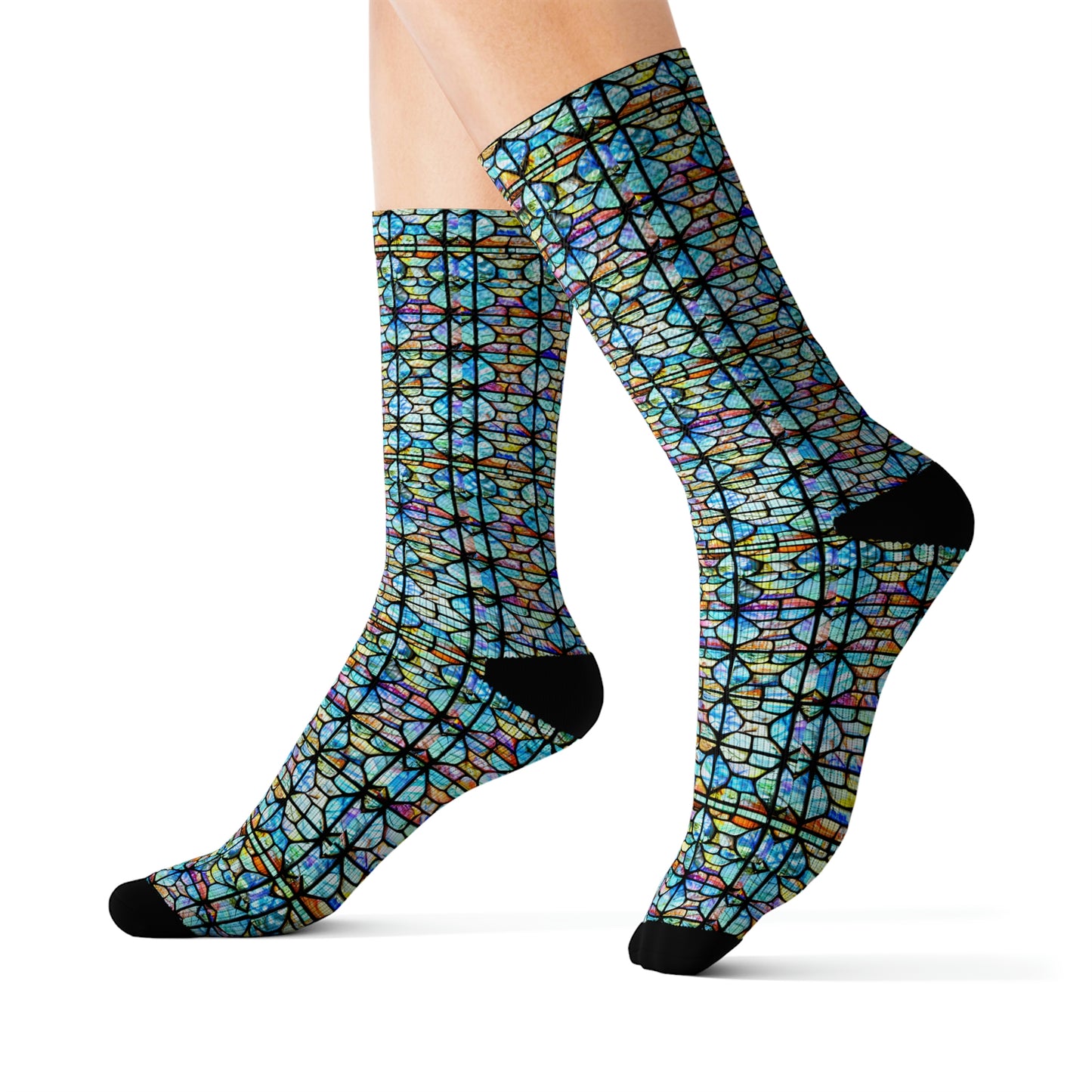 Mosaic Light Blue Sublimation Socks