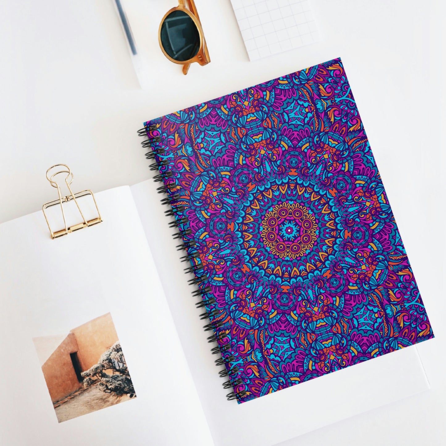 Mandala Blue Spiral Notebook - Ruled Line