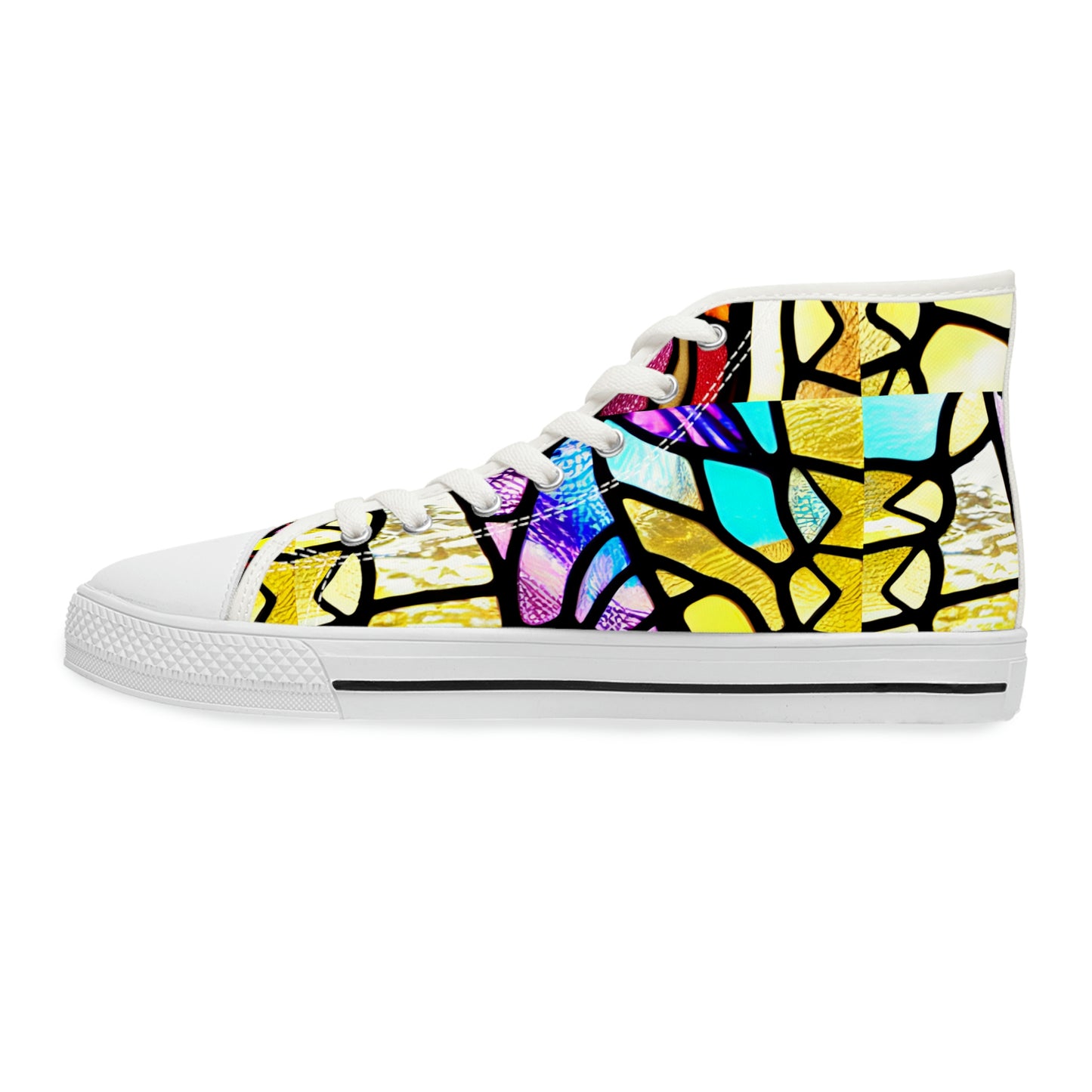 Mosaic Yellow Women's High Top Sneakers