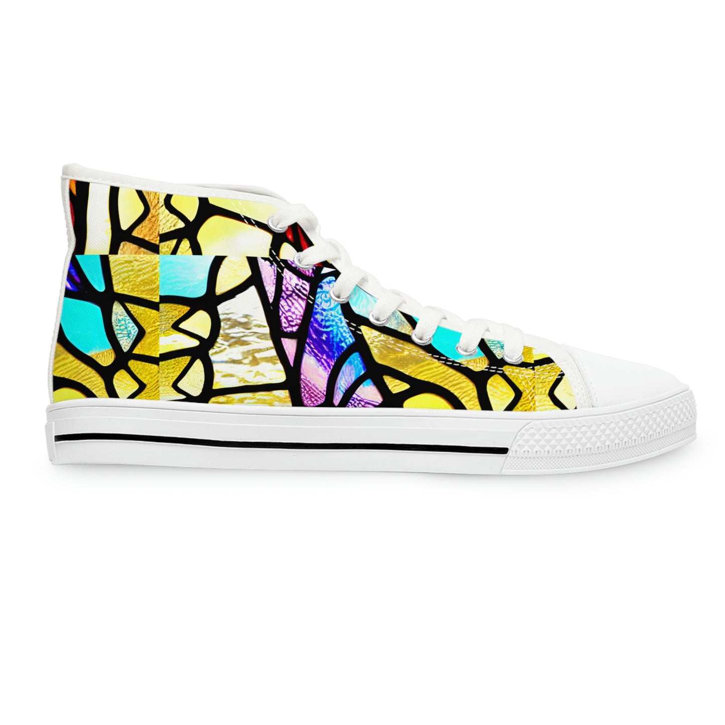 Mosaic Yellow Women's High Top Sneakers
