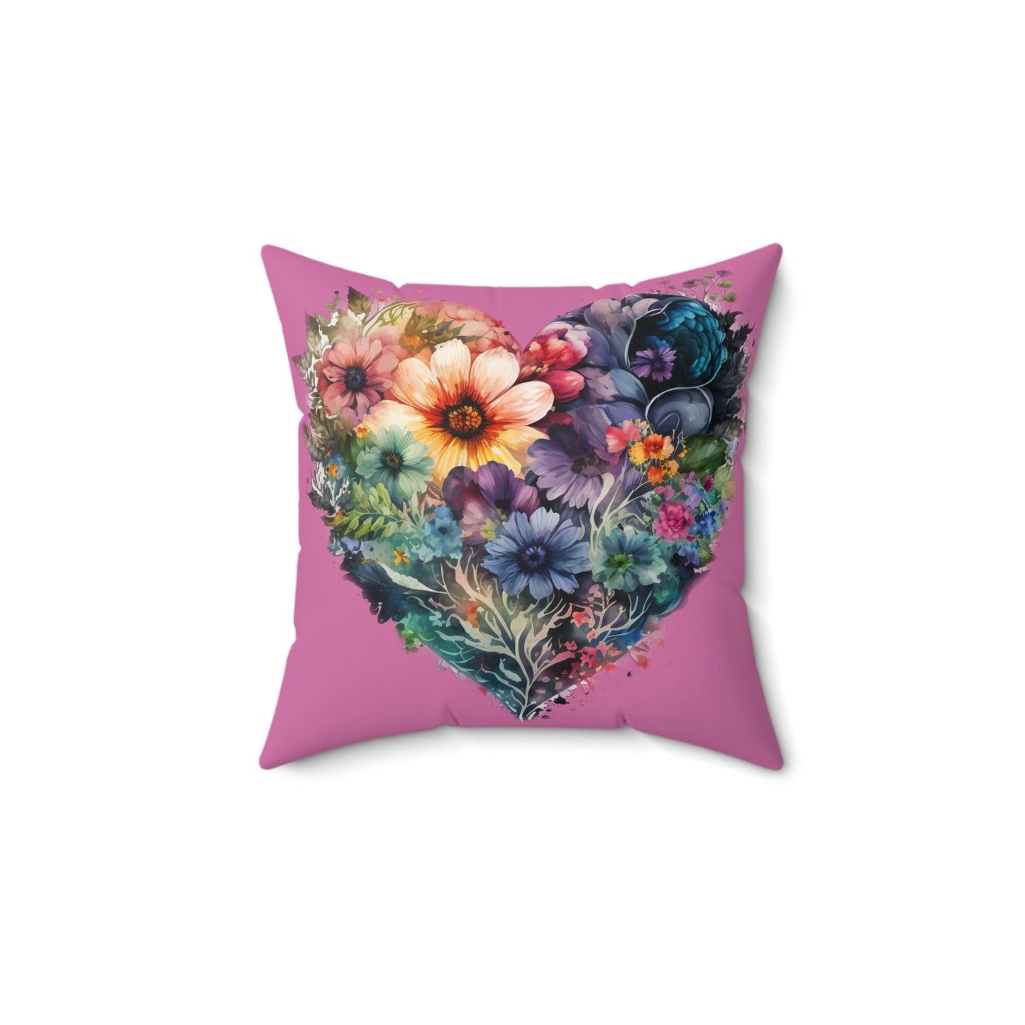 Heart Floral Spun Polyester Square Pillow