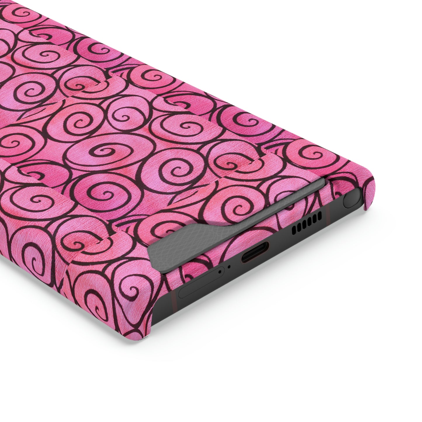 Pink Swirl Phone Case With Card Holder