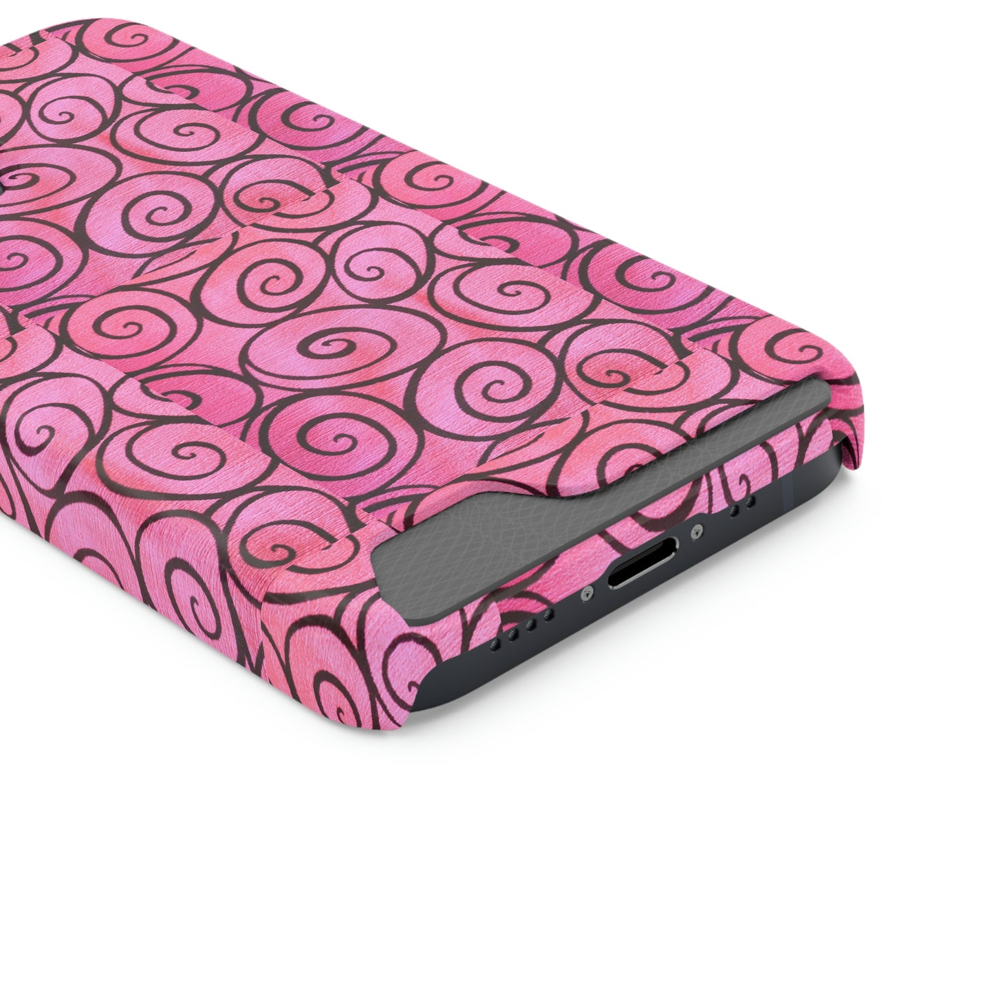 Pink Swirl Phone Case With Card Holder