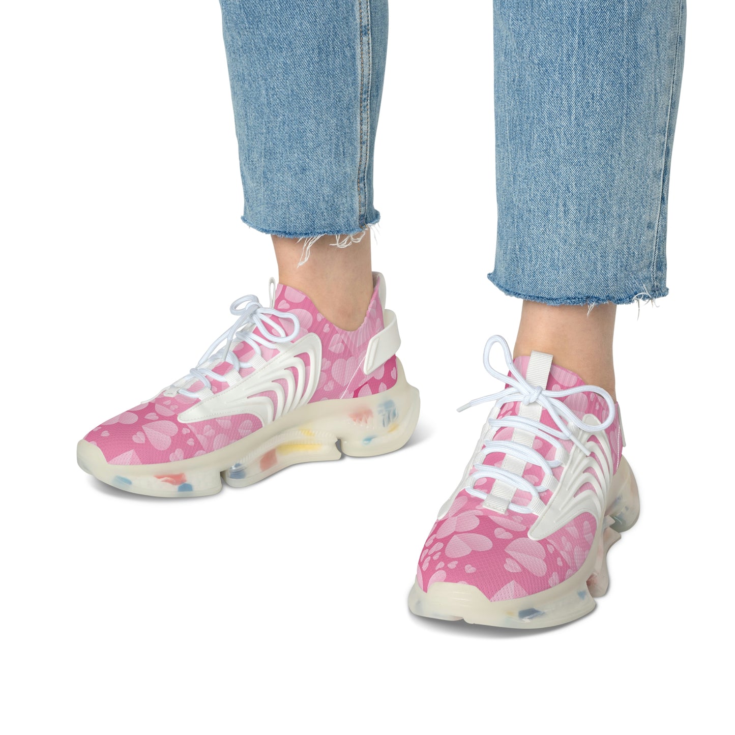 Light Pink Hearts Women's Mesh Sneakers