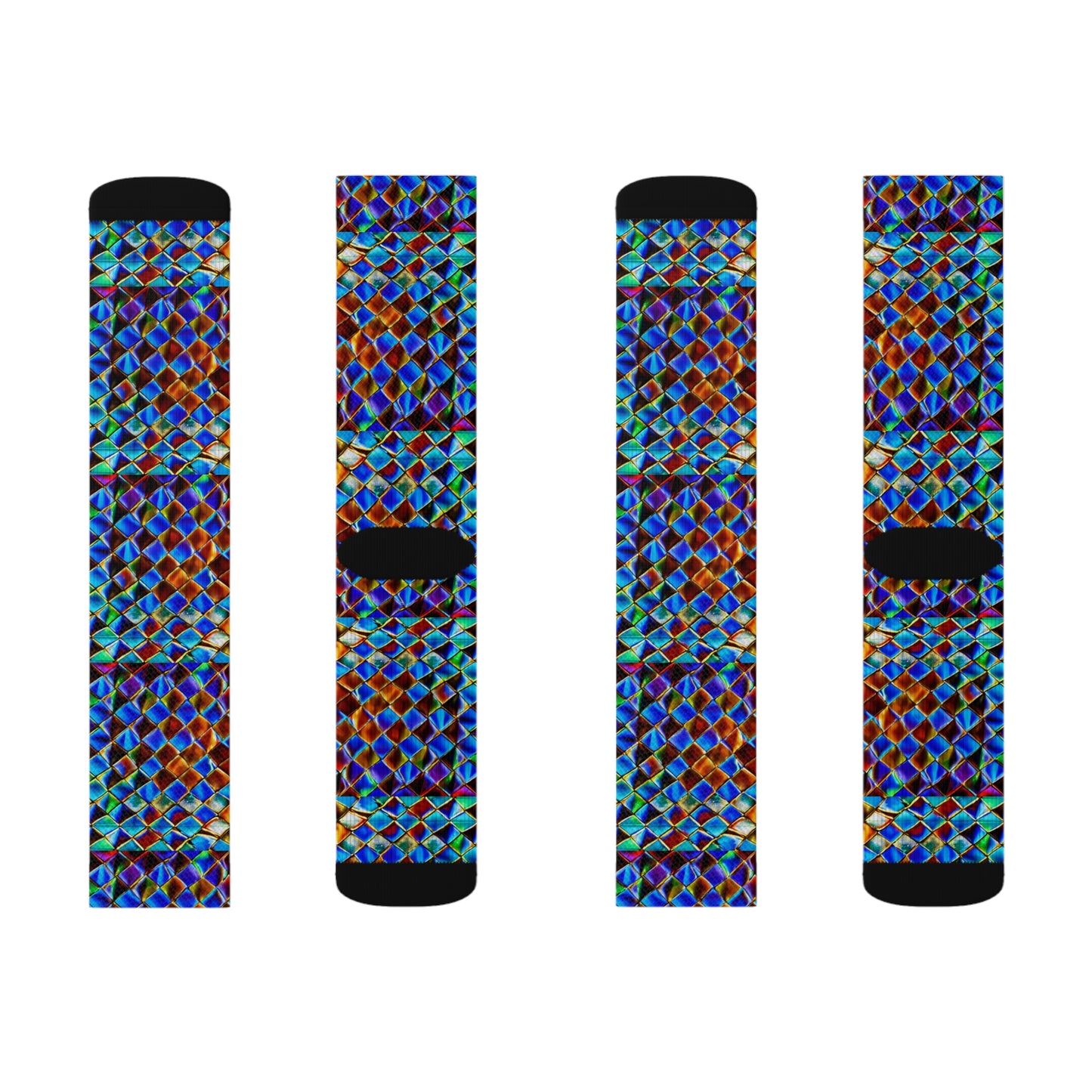 Mosaic Blue Sublimation Socks