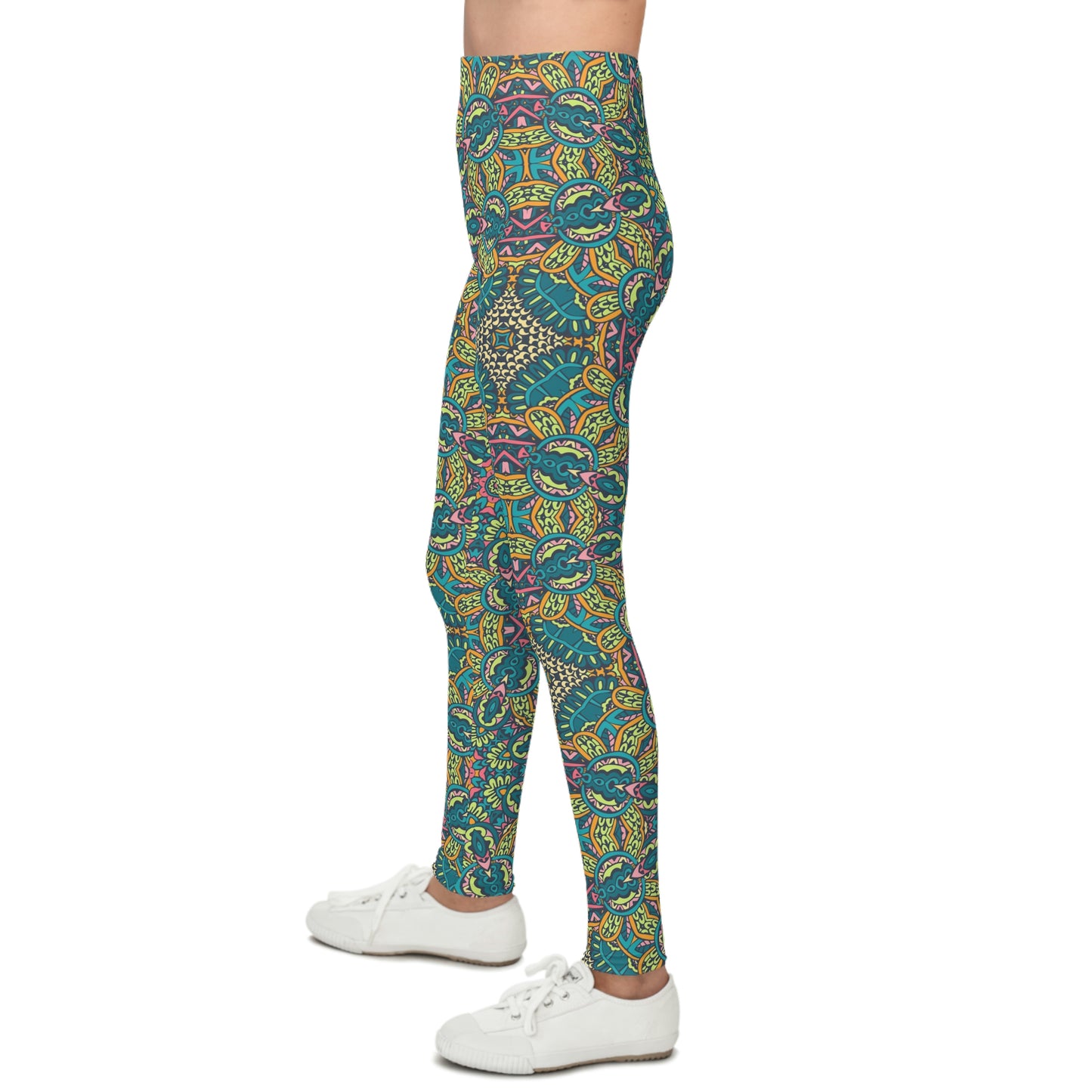 Mandala Green Youth Leggings