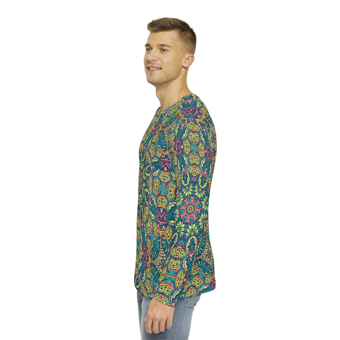 Mandala Green Men's Long Sleeve Shirt