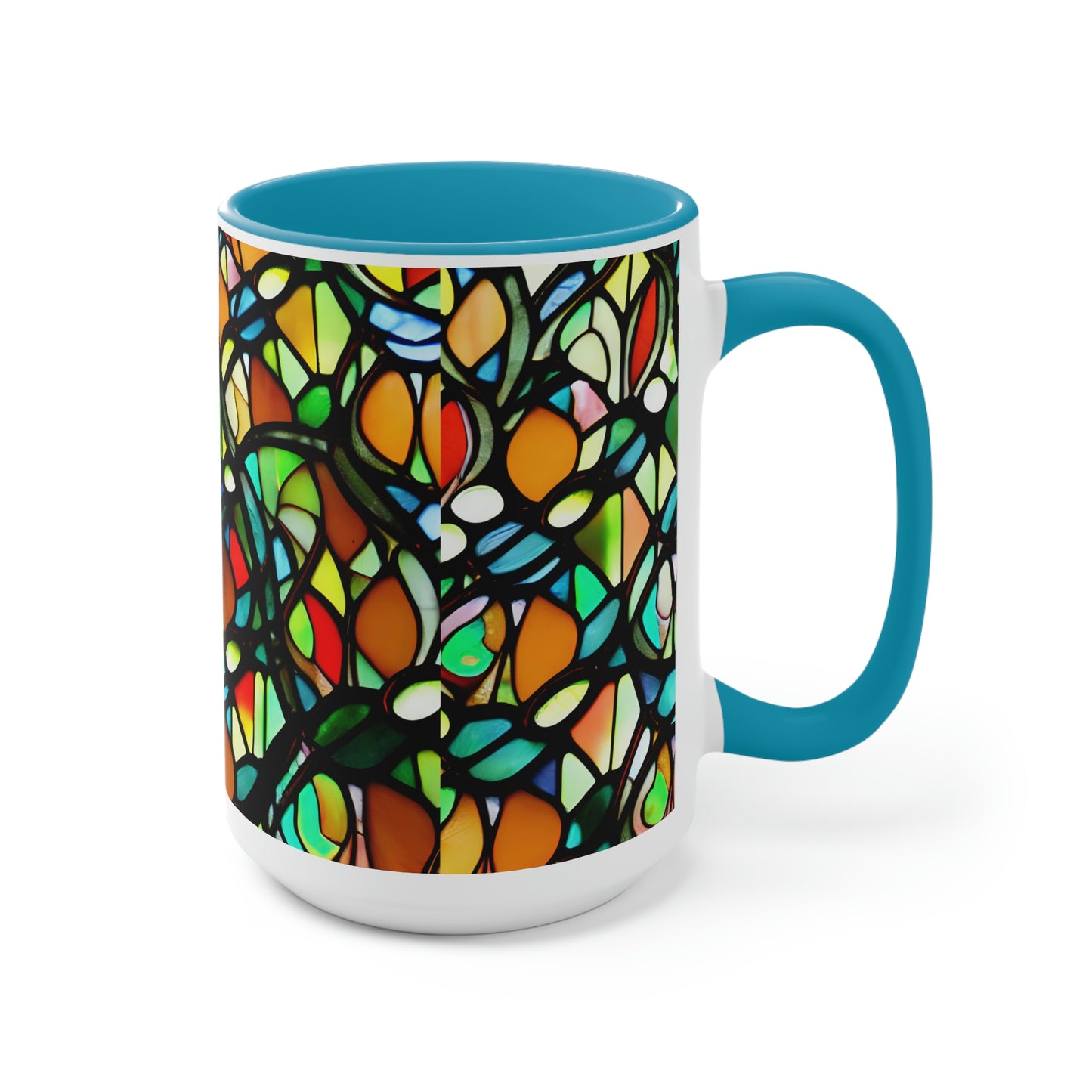 Mosaic Two-Tone Coffee Mugs, 15oz