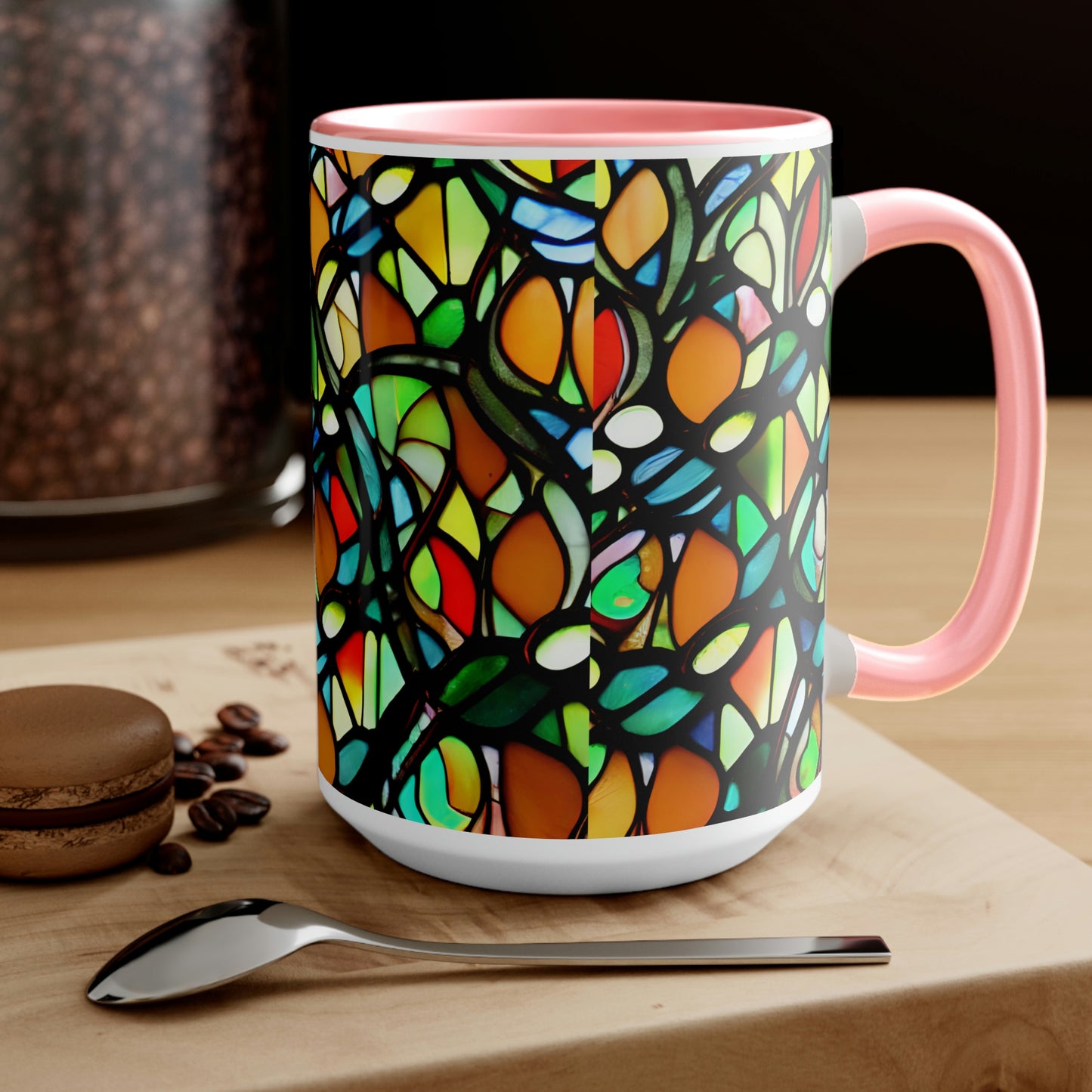 Mosaic Two-Tone Coffee Mugs, 15oz