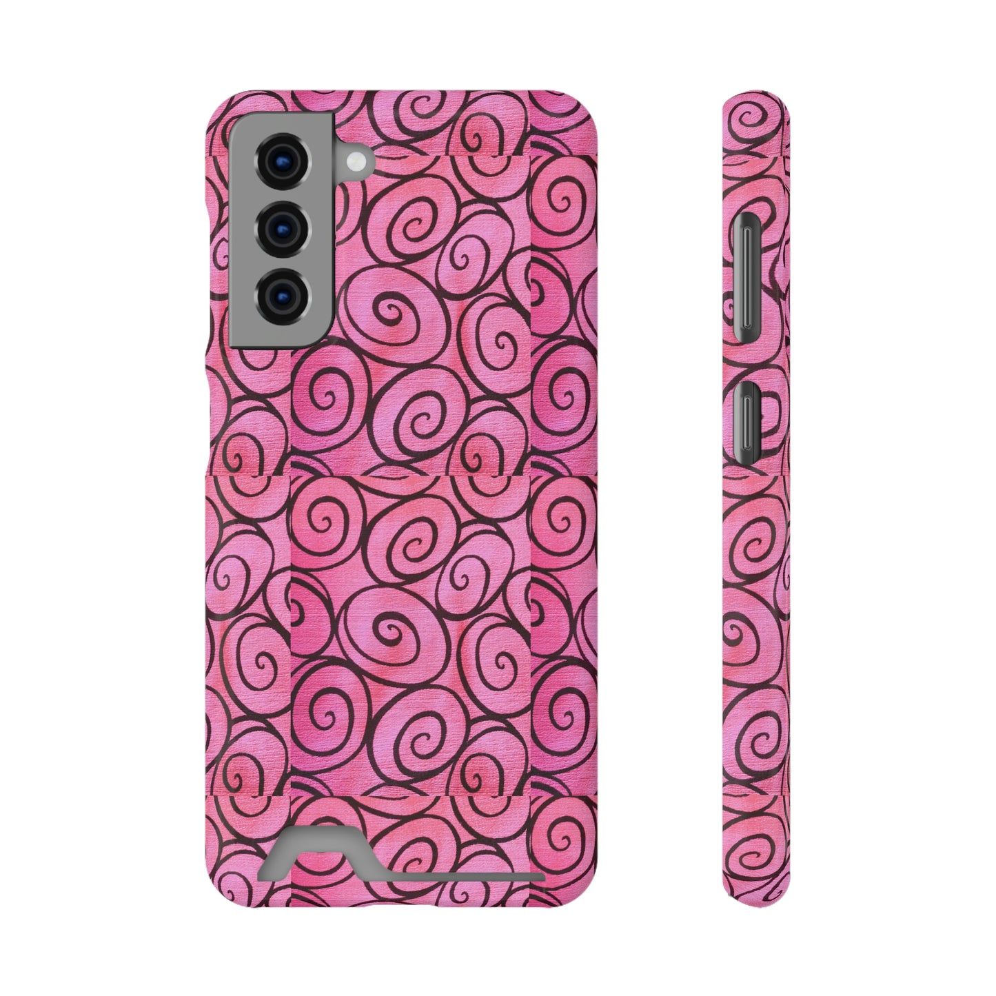 Pink Swirl Phone Case With Card Holder