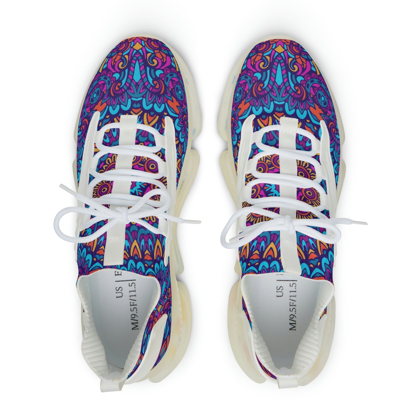 Mandala Blue Men's Mesh Sneakers