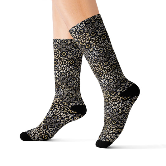 Black Floral Sublimation Socks