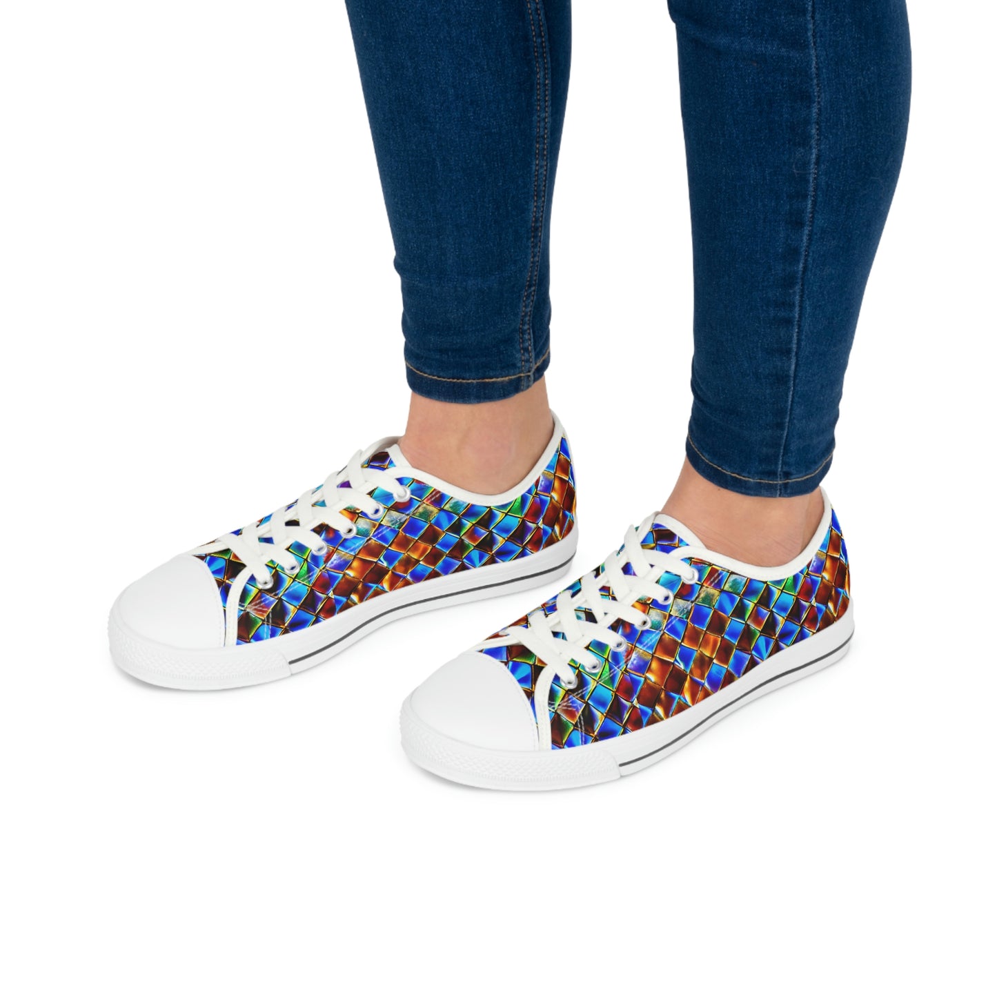 Mosaic Blue Women's Low Top Sneakers