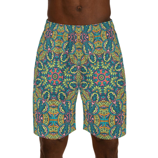 Mandala Green Men's Jogger Shorts