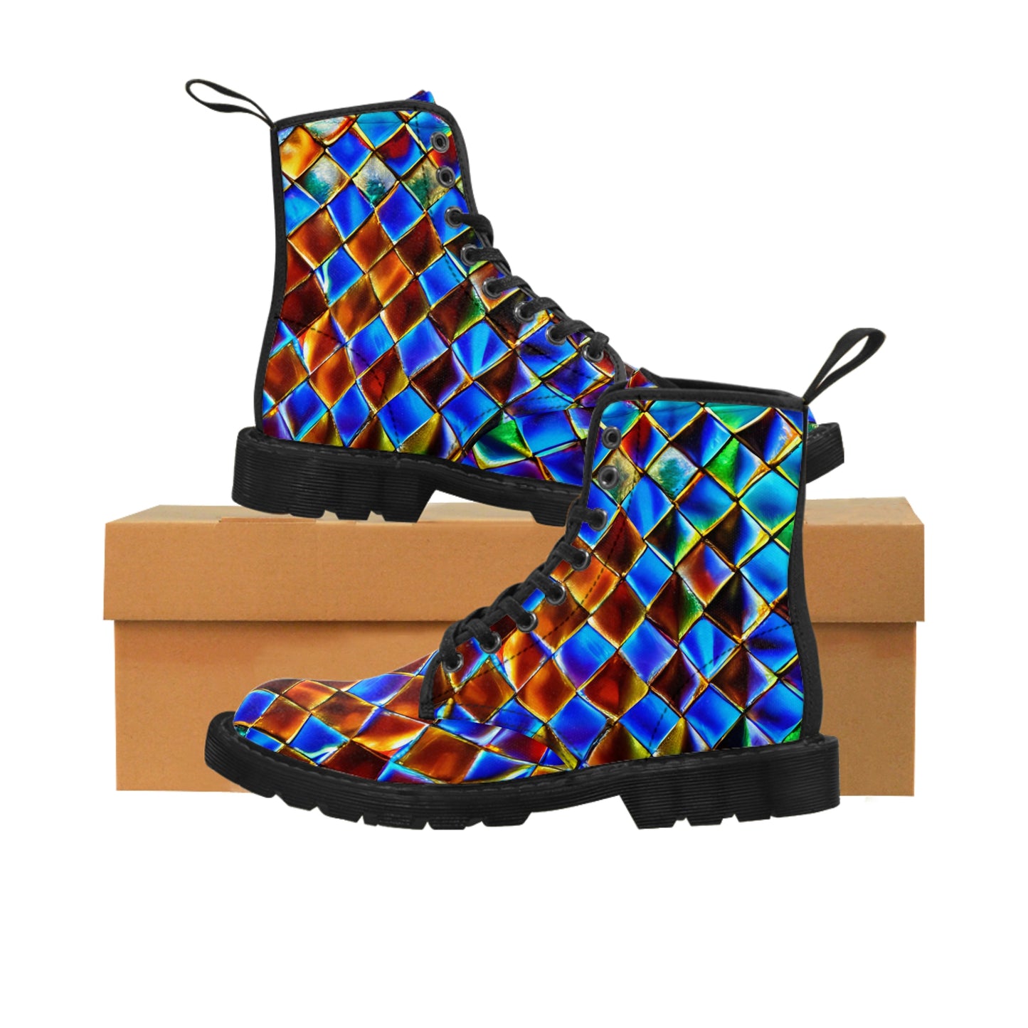 Mosaic Blue Women's Canvas Boots