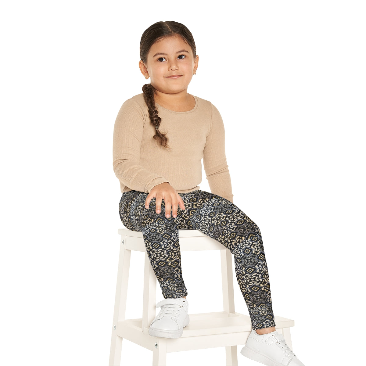 Black Floral Kids Leggings