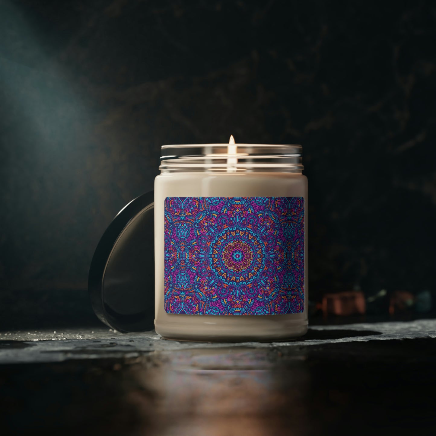 Blue Mandala Scented Soy Candle, 9oz