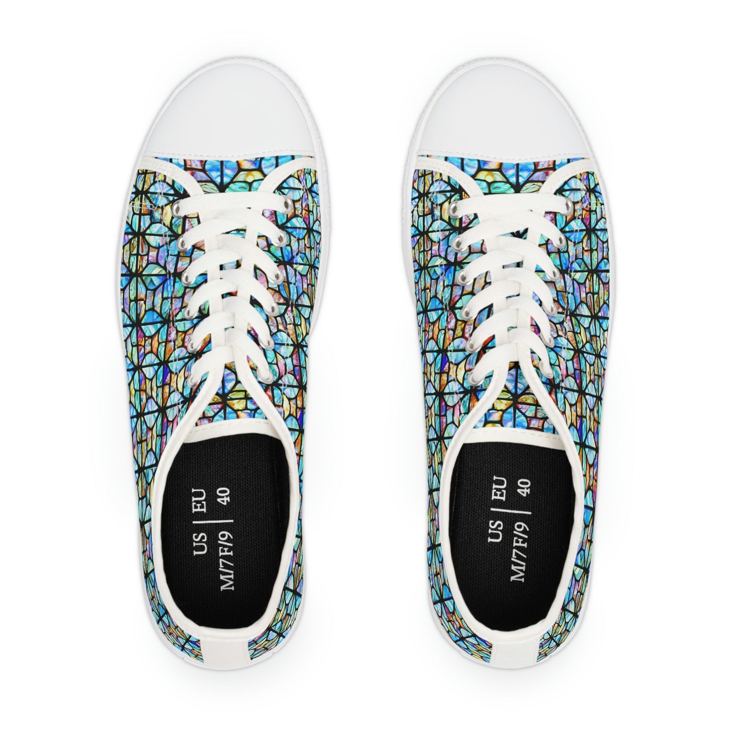 Mosaic Light Blue Women's Low Top Sneakers