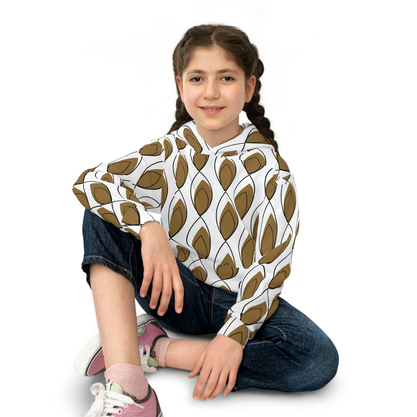 White Brown Children's Hoodie