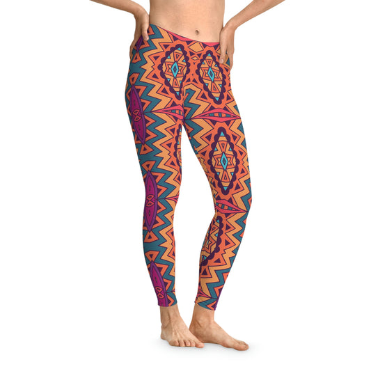 Mandala Orange Stretchy Leggings