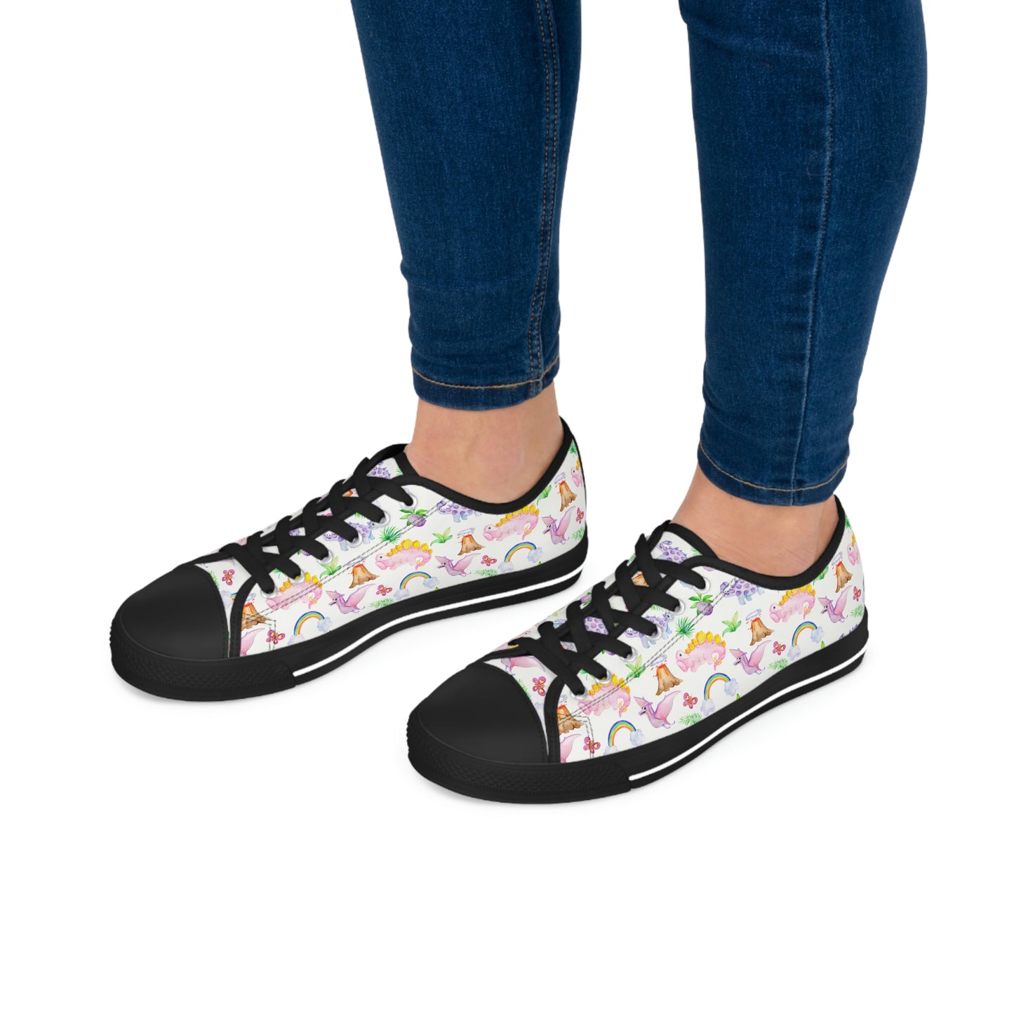 Dinosaur Pink Women's Low Top Sneakers