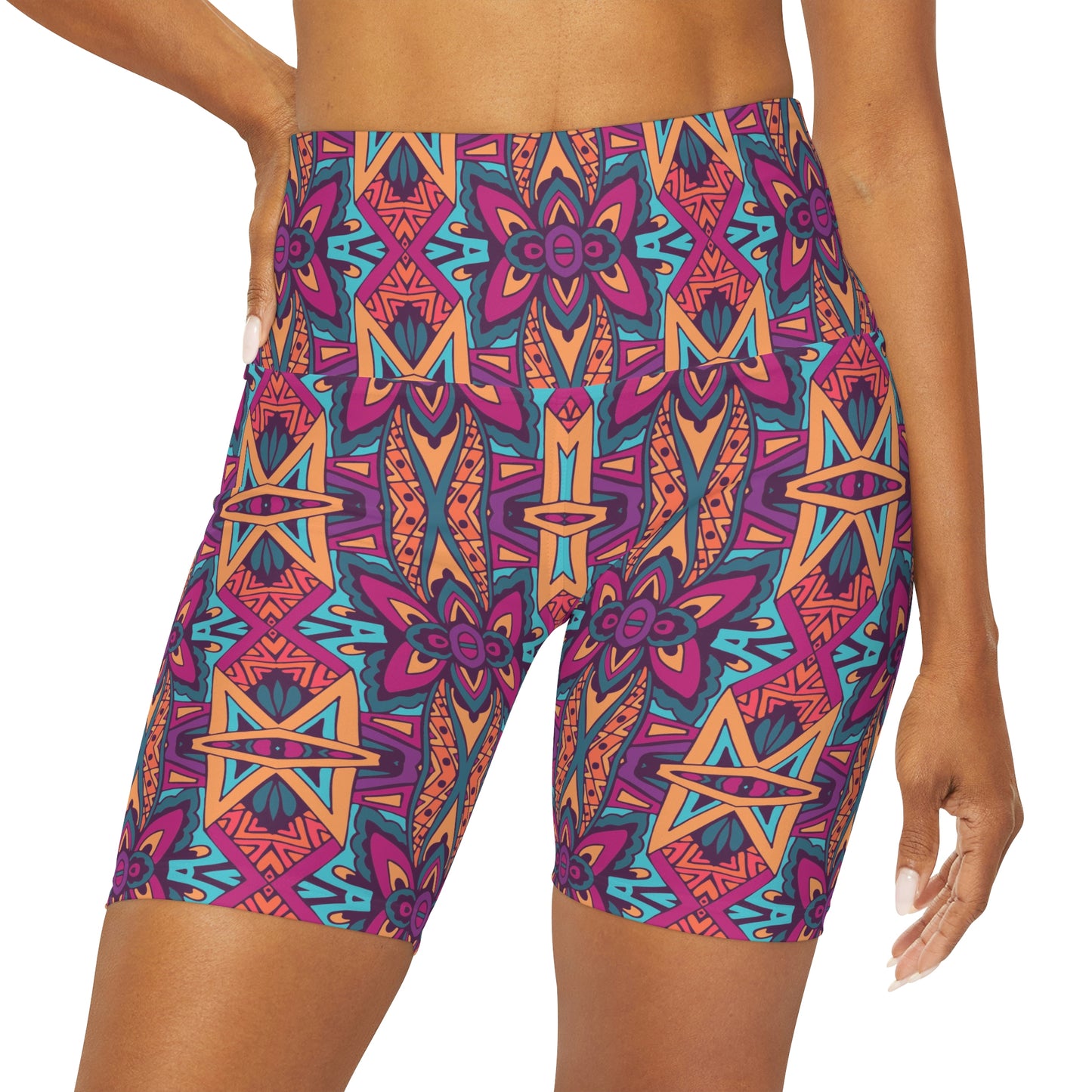 Mandala Multi High Waisted Yoga Shorts