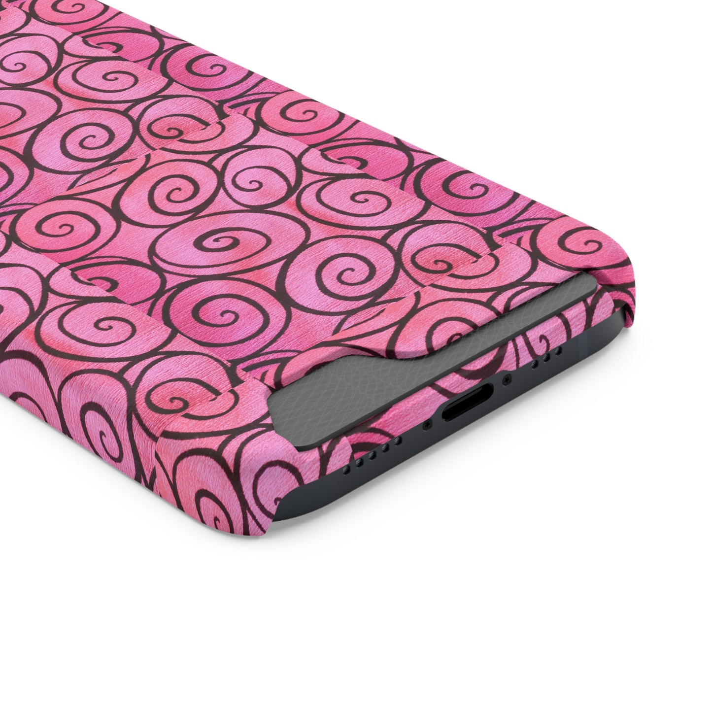 Pink Swirl Phone Case With Card Holder