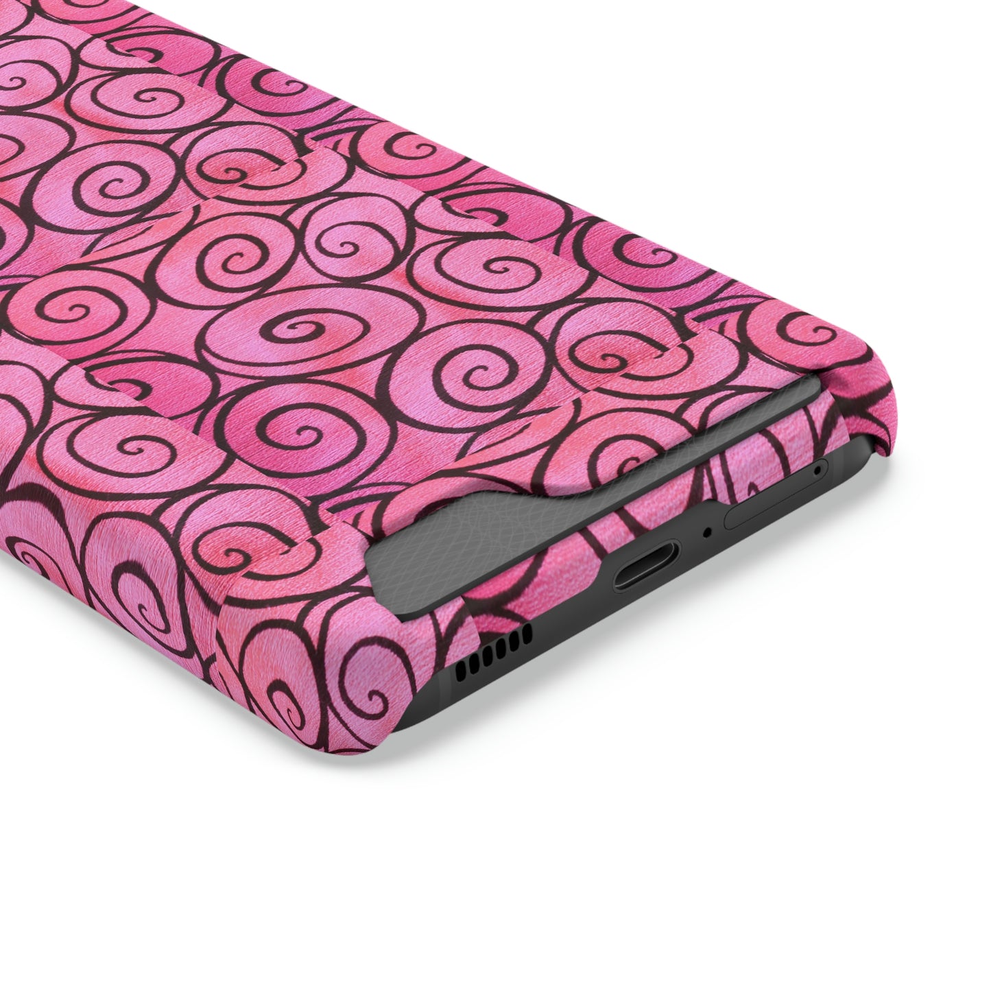 Pink Swirl Phone Case With Card Holder