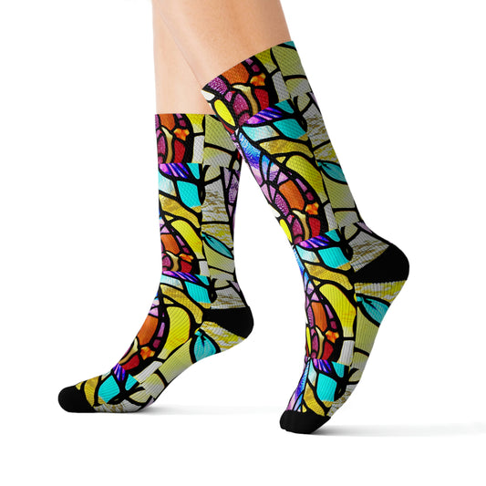 Mosaic Yellow Sublimation Socks