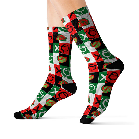 Hugs and Kisses xmas Sublimation Socks