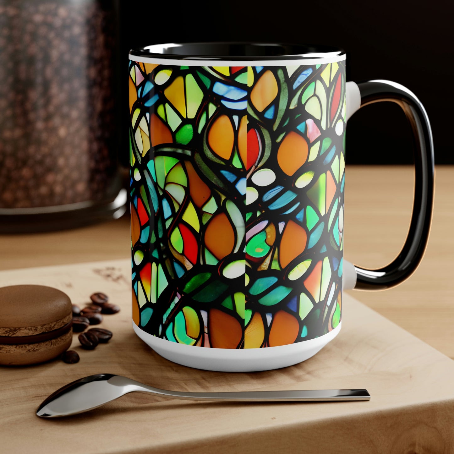 Mosaic Two-Tone Coffee Mugs, 15oz