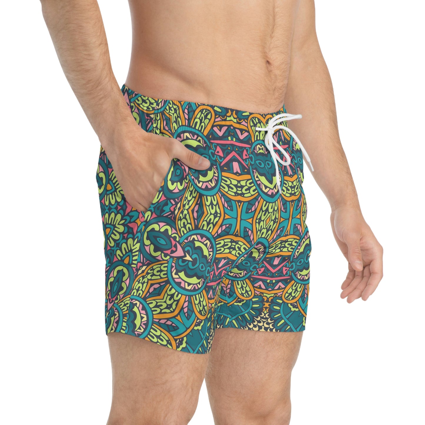 Mandala Green Swim Trunks