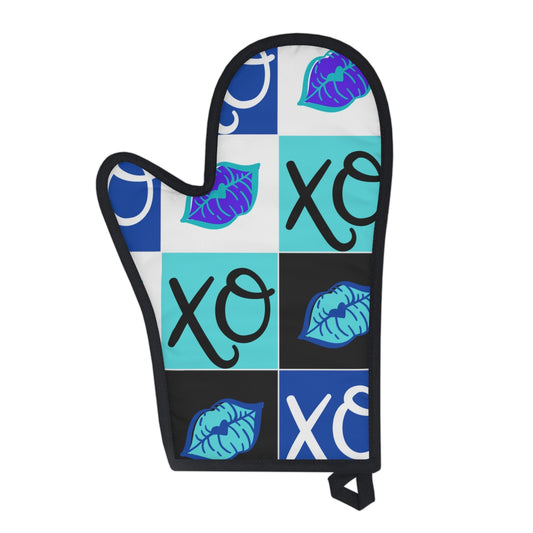 Hugs and kisses Blue Oven Glove