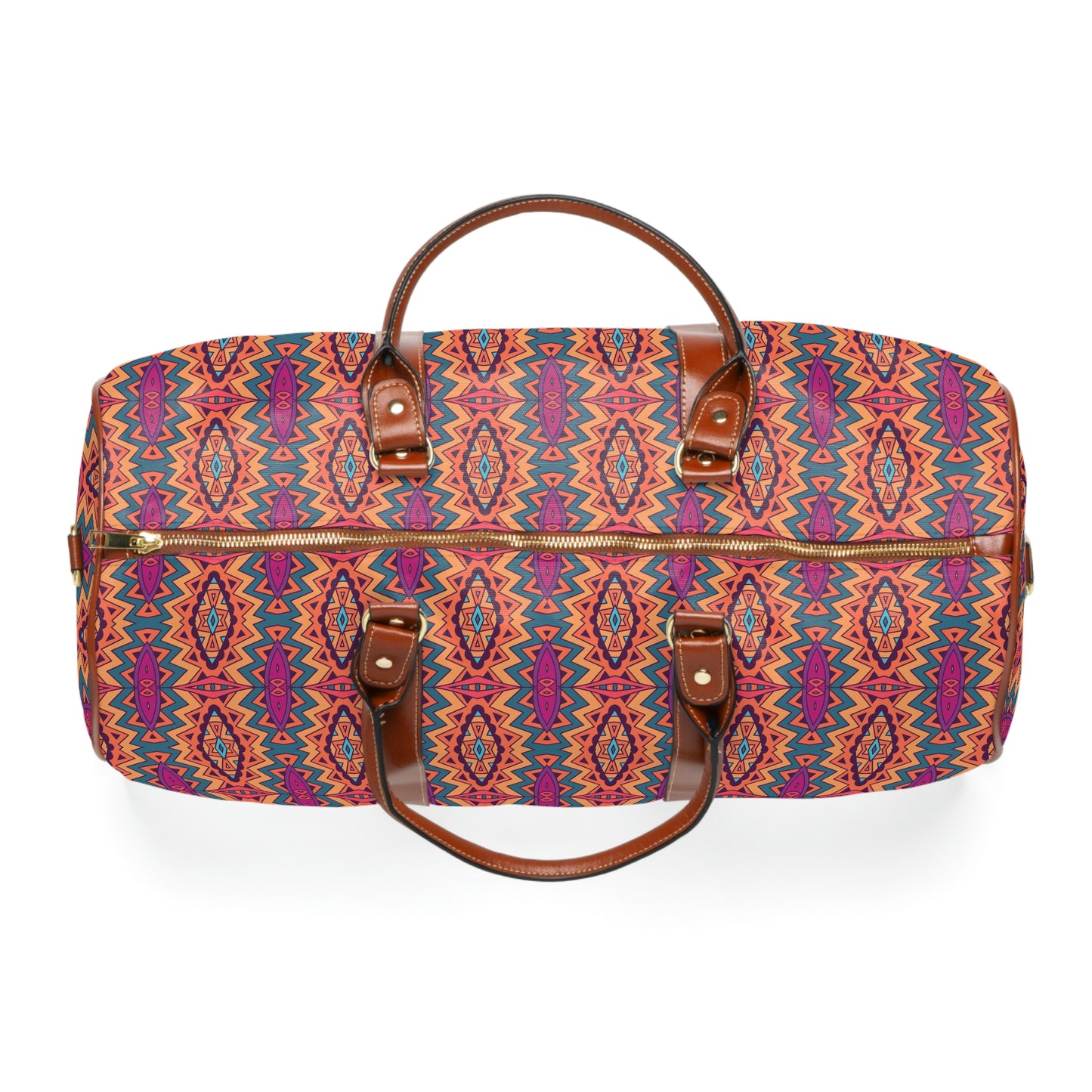 Orange Mandala Waterproof Travel Bag