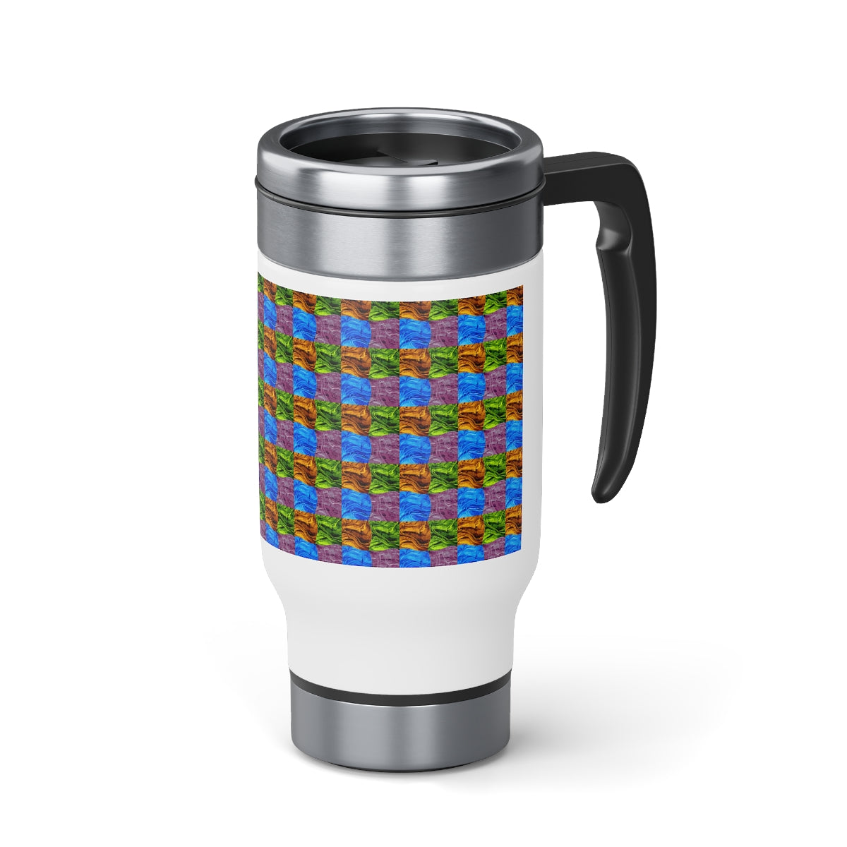 Marble Stainless Steel Travel Mug with Handle, 14oz