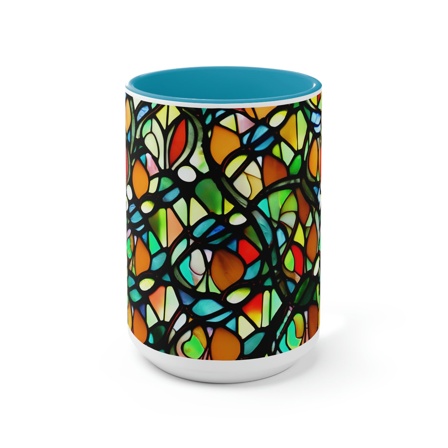 Mosaic Two-Tone Coffee Mugs, 15oz