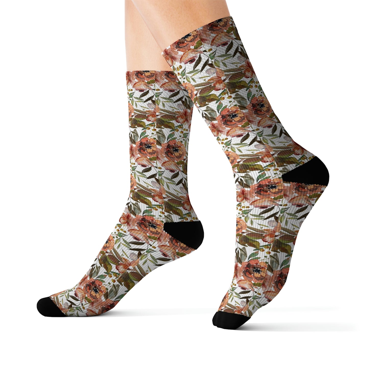 Brown Flower Sublimation Socks