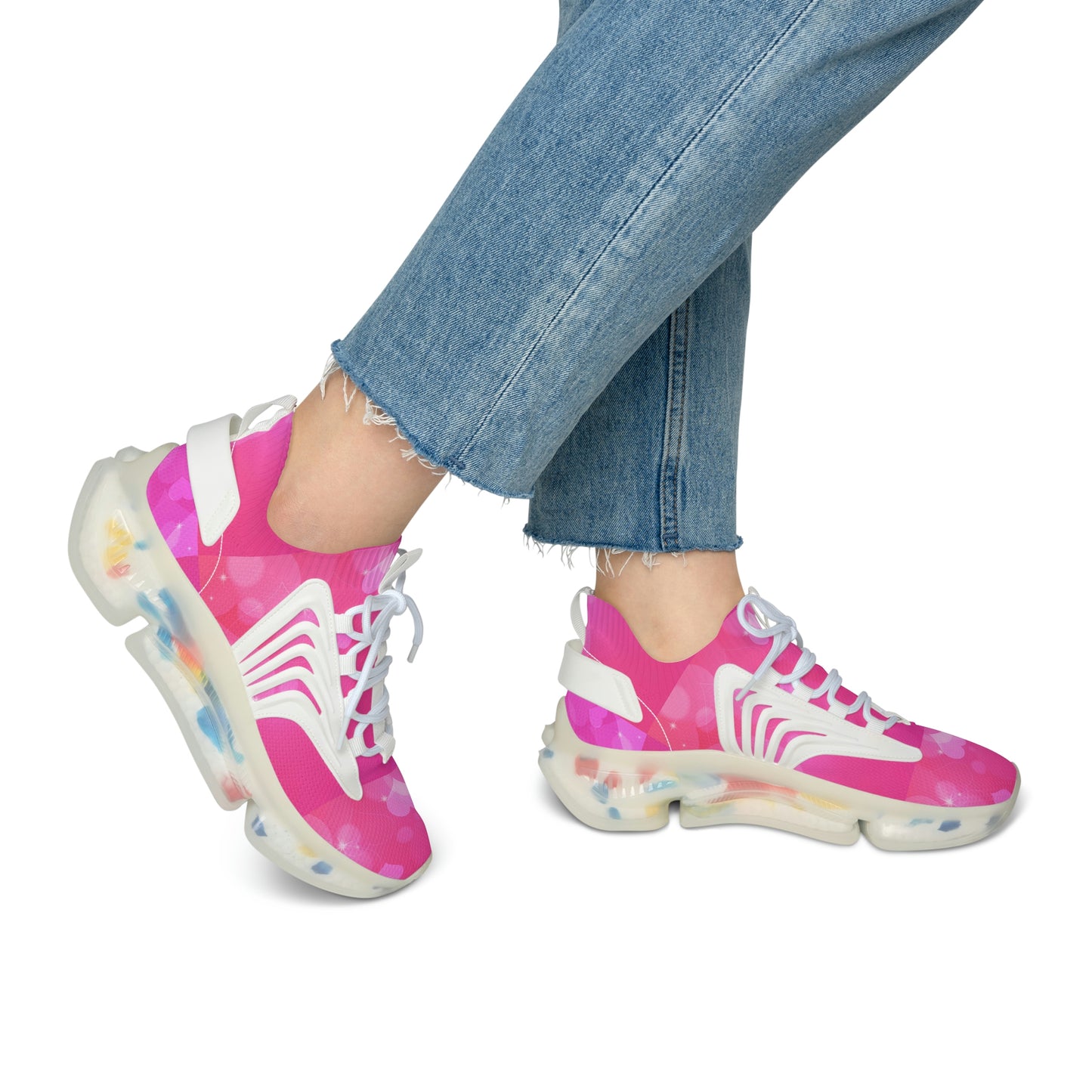 Pink Heart Women's Mesh Sneakers