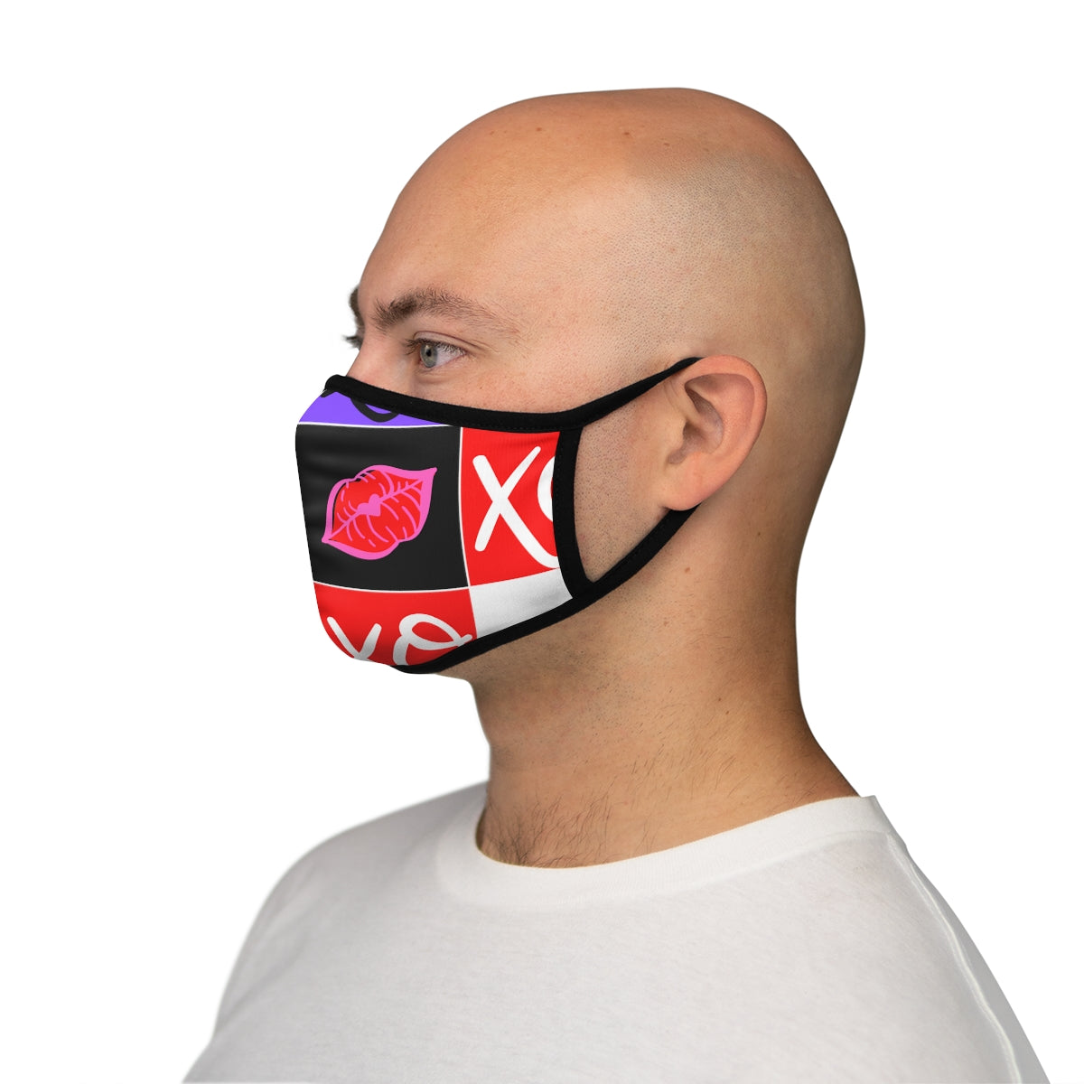 Hugs and Kisses Red Fitted Polyester Face Mask