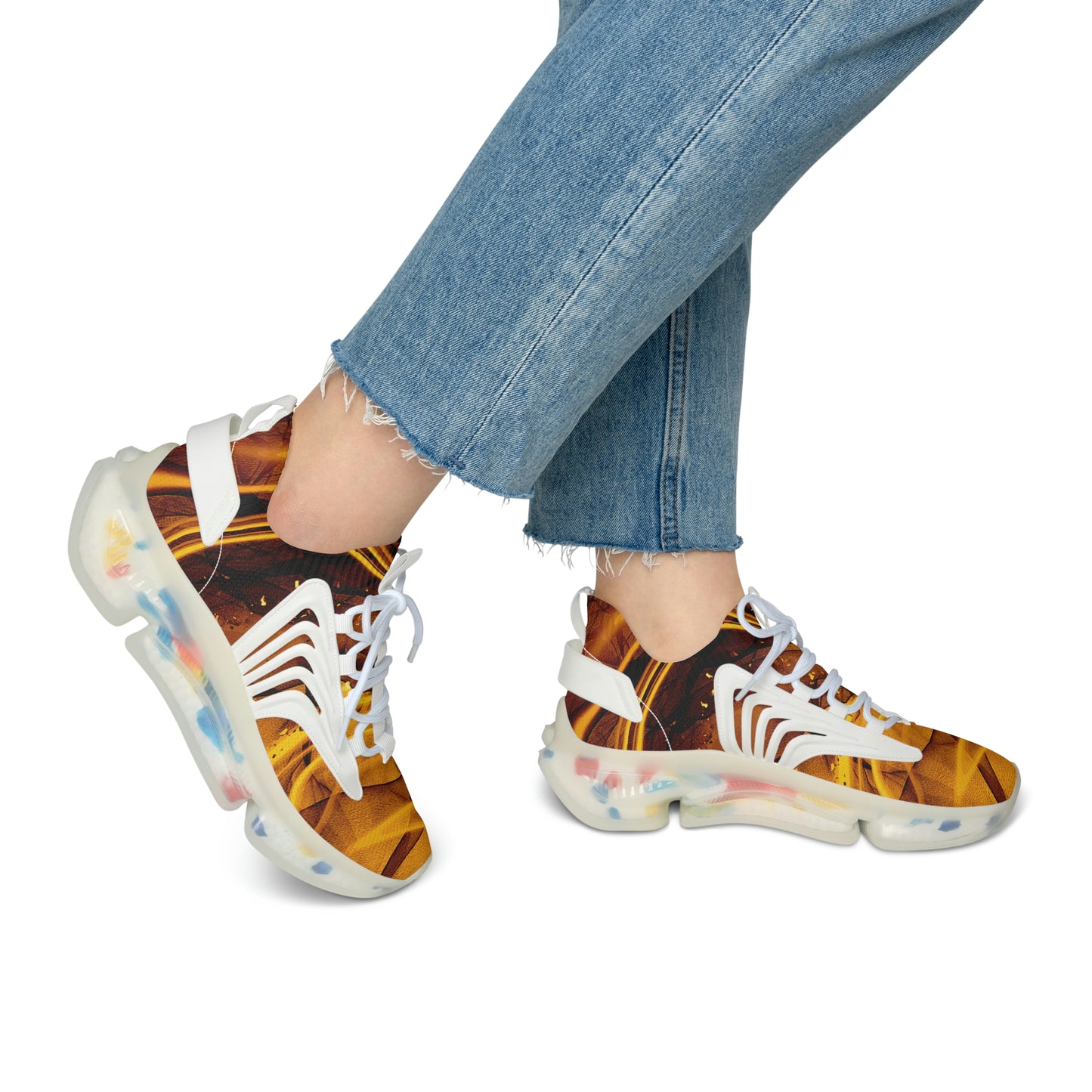 Marble Brown Women's Mesh Sneakers