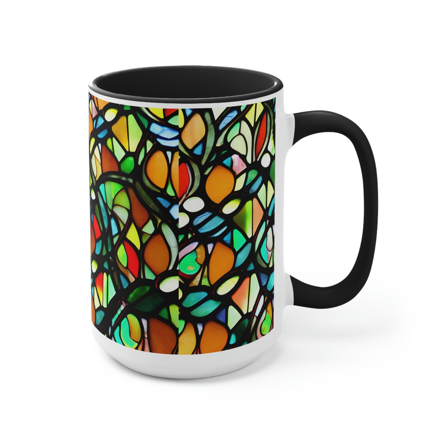 Mosaic Two-Tone Coffee Mugs, 15oz