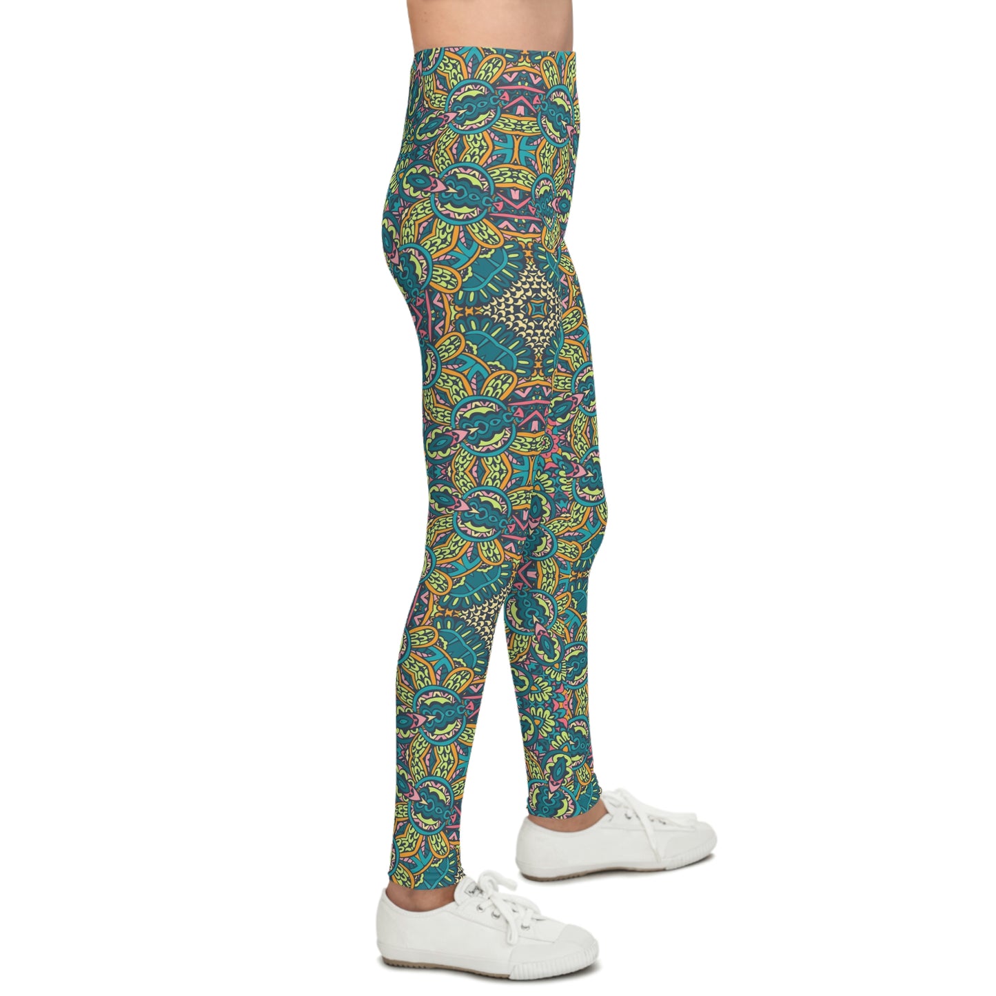 Mandala Green Youth Leggings