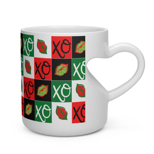 Hugs and Kisses xmas Heart Shape Mug