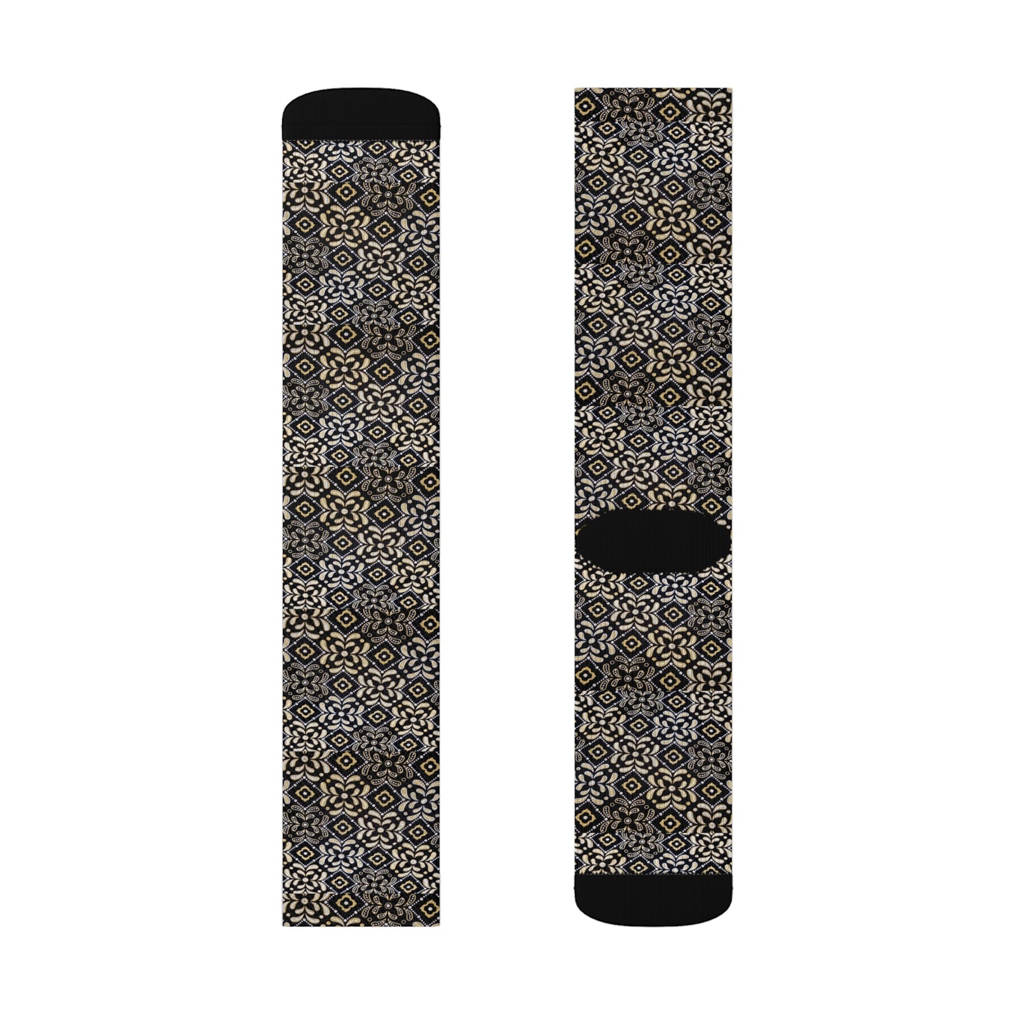 Black Floral Sublimation Socks